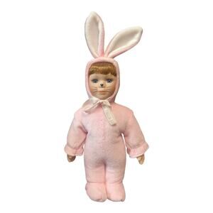 Spooky Hollow Anco Y2K Bunny Costume Doll Pink Bunny Porcelain Face Vintage